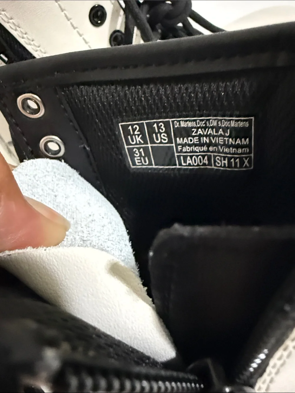 Dr. Martens Kids White Leather Ankle Boots with Black Accents